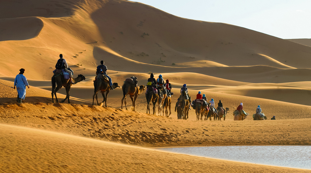 Les dunes de Merzouga à dos de chameau